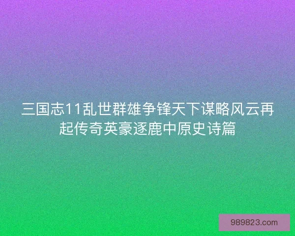 三国志11乱世群雄争锋天下谋略风云再起传奇英豪逐鹿中原史诗篇